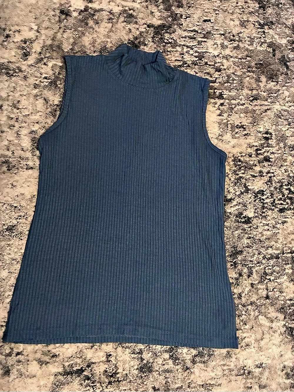 Rachel Zoe Ribbed Mock Neck Tank in Blue Size Medium Like New